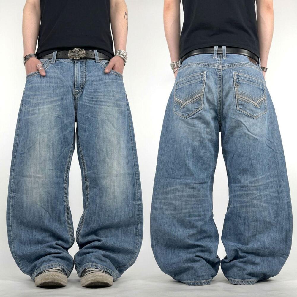 Vintage embroidered y2k rare cyber grunge baggy wide leg archive jeans
